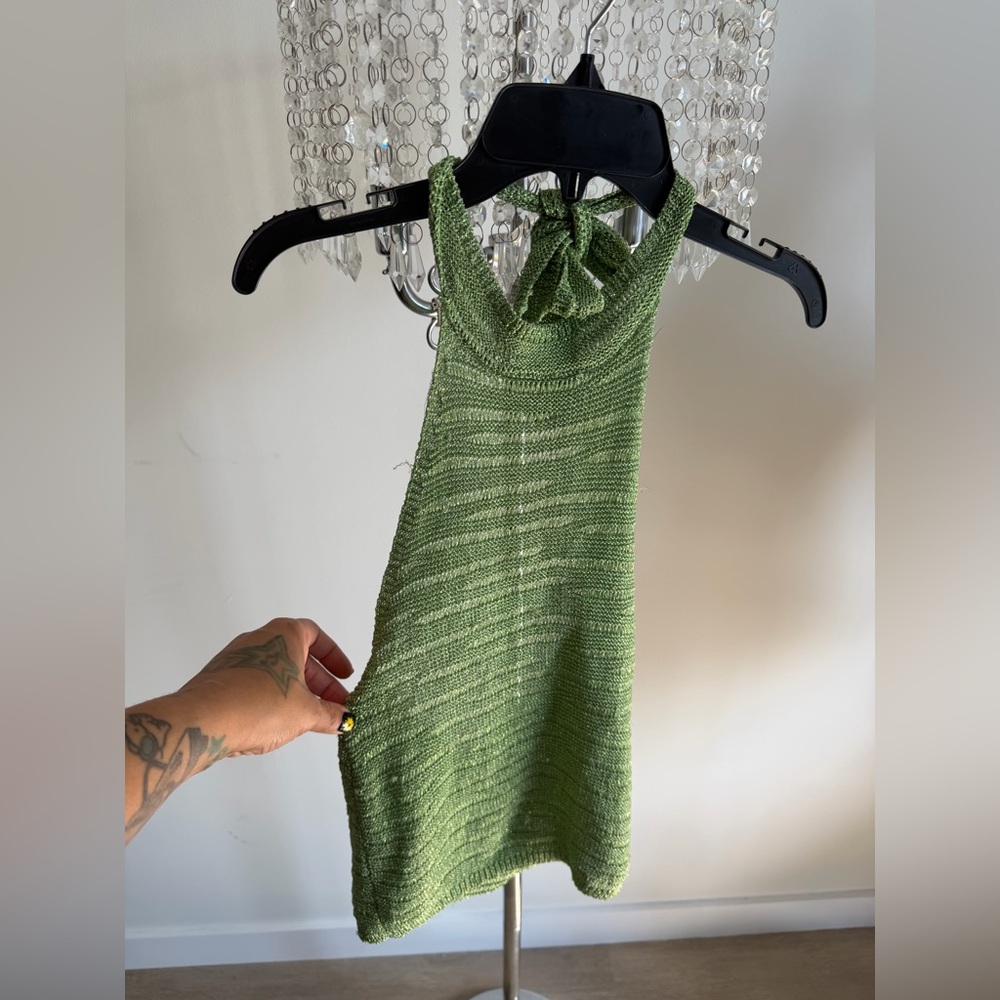 Green Halter Knit Tank Top - Unbranded